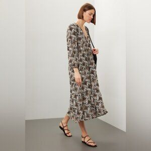 XíRENA Ella Floral Long Sleeve Midi Dress Tobacco Petal sz S